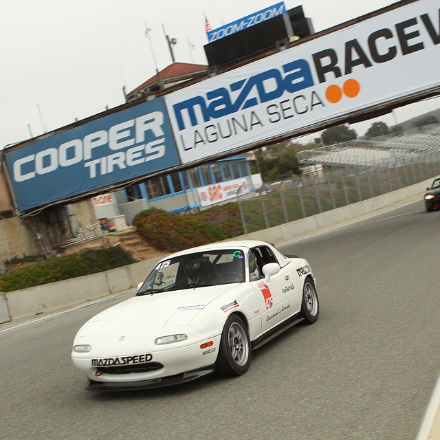 Sarah Bantay Racing Her Mazda MX-5 Miata at Mazda Laguna Seca Raceway