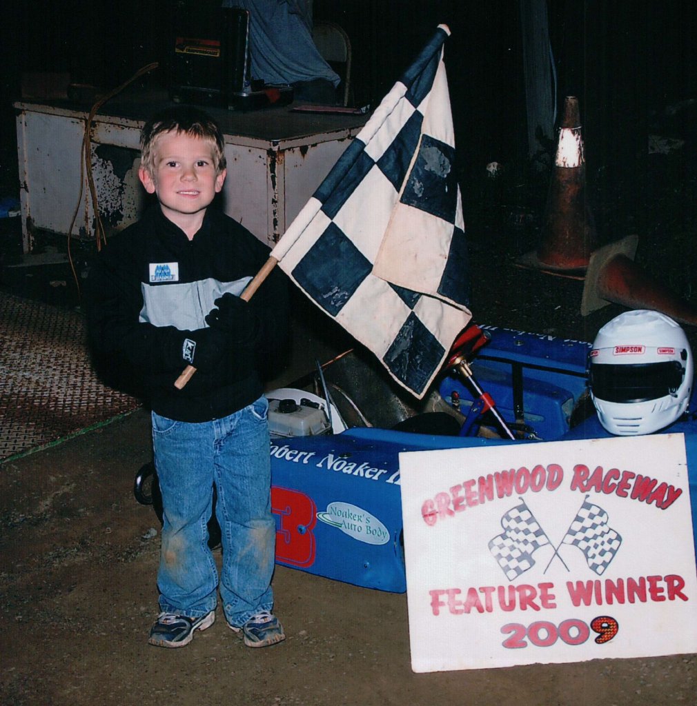 4 Year Old Robert Noaker with Toy Raceway Flag