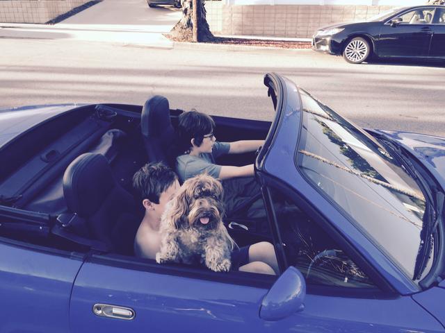 Pete Royea with Brother Driving a Mazda MX-5 Miata