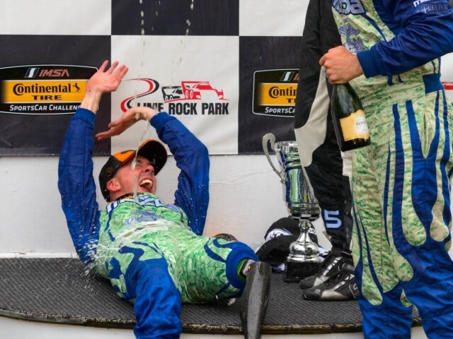Mazda Motorsports RacerLiam Dwyer Celebrating a Win
