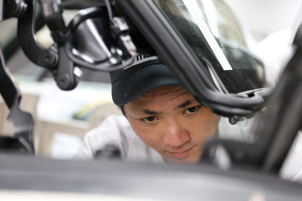 Mazda engineer Takaki Nakamura working on a new car