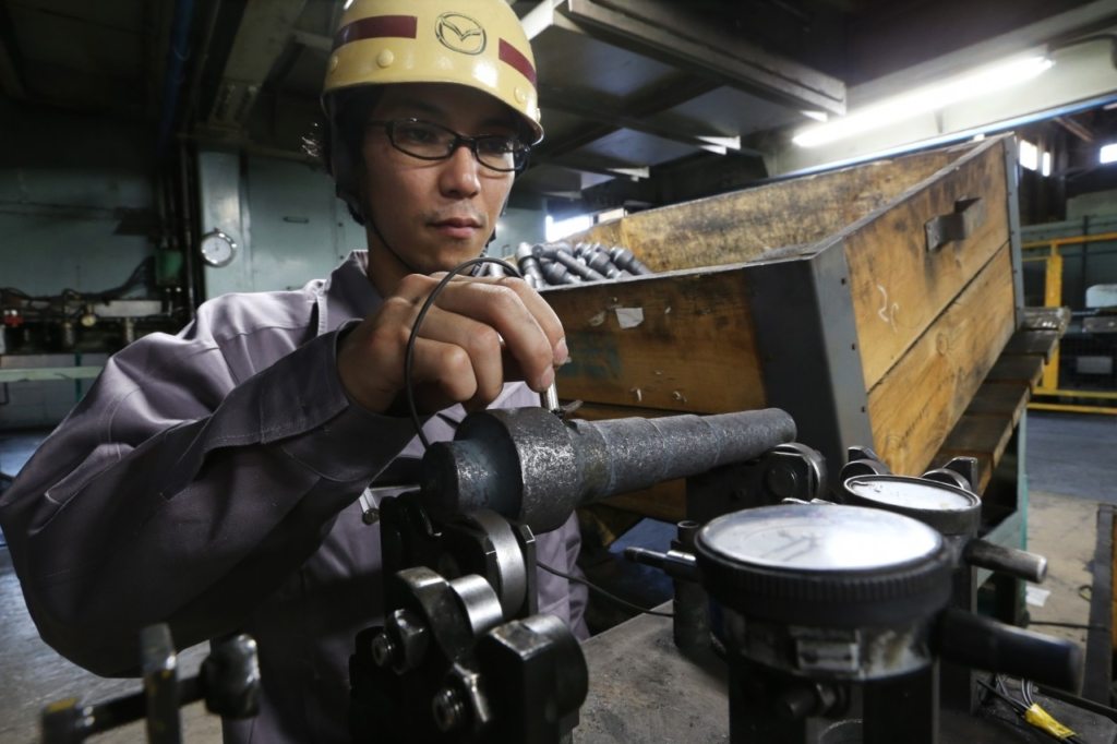 Hisashi Watanabe at Work at Mazda Metal Forging Plant