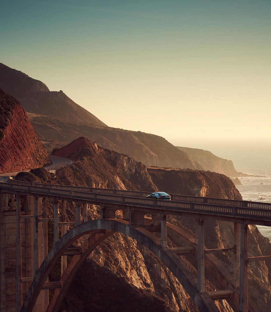 Mazda 3 Driving on a Bridge along the Pacific Coast Highway 