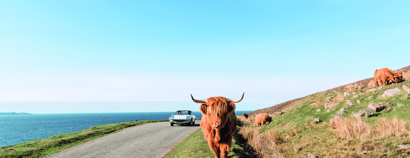 Classic Mazda Cosmo 110S in the Highlands of Scotland