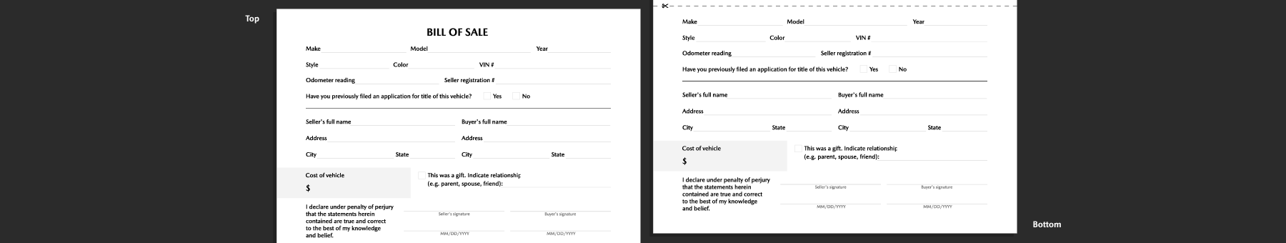 Bill of Sale Example
